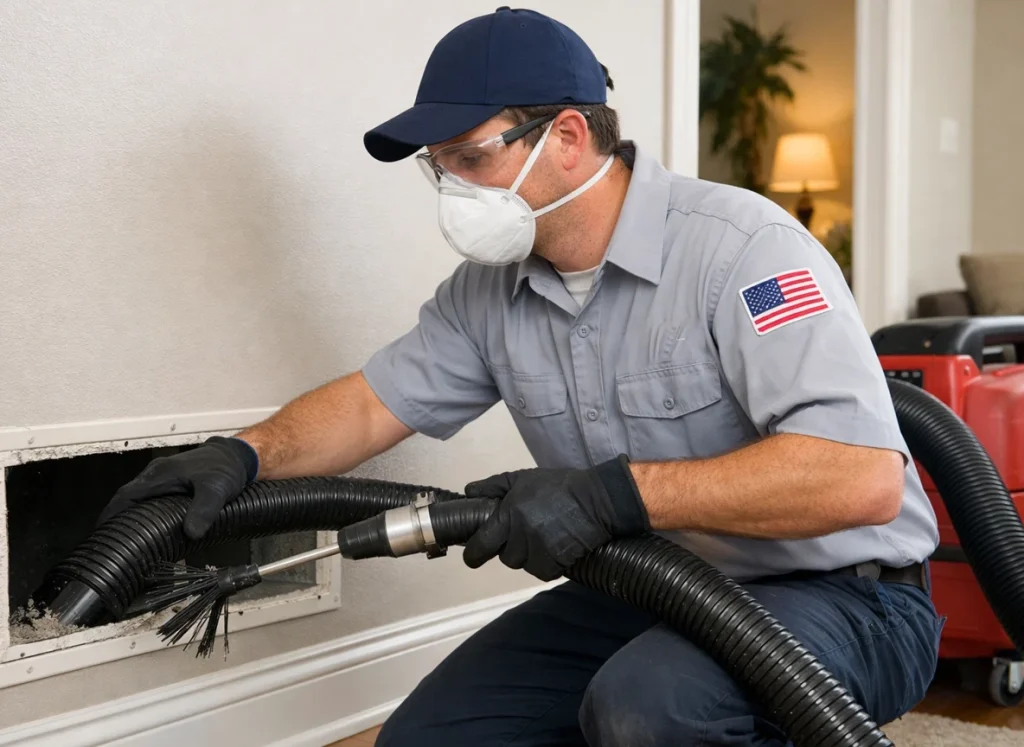 Professional duct cleaning to reduce winter allergies